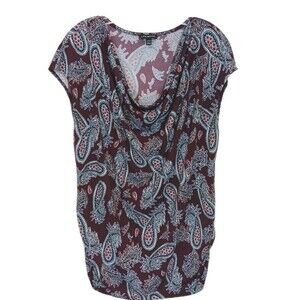 Lane Bryant Burgundy Paisley Floral Sleeveless Tunic Blouse Plus Sz 18/20